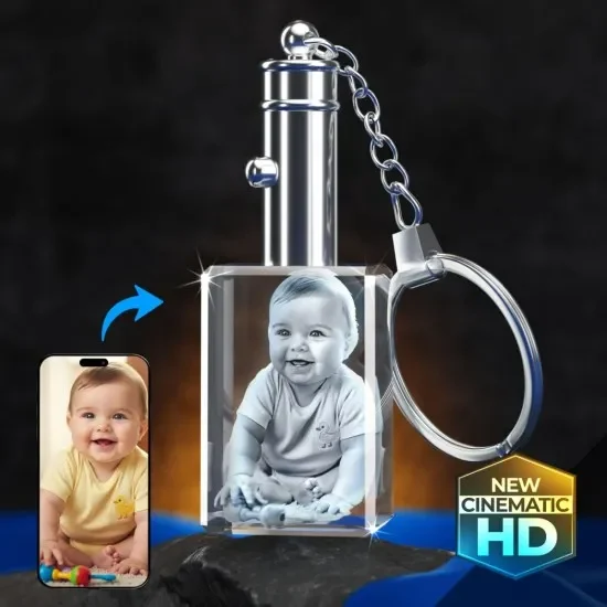 3D crystal rectangle keychain engraved with photo