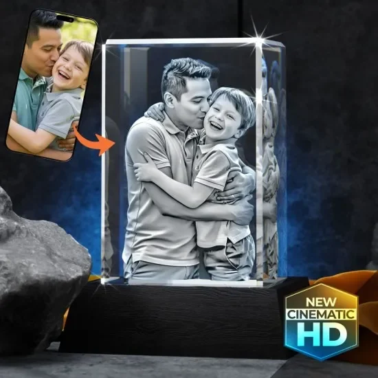 3D crystal rectangle tall engraved with photo