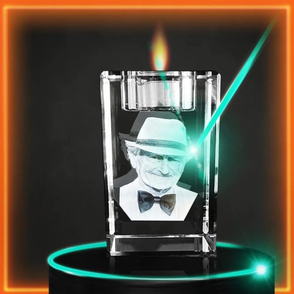 crystal candle laser engraved personalised photo gift