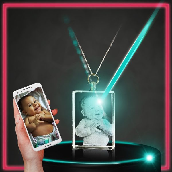 crystal rectangle necklace engraved with photo