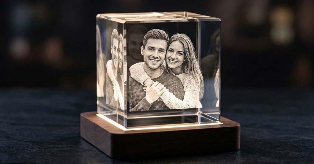 3D photo crystal Australia personalised crystal gift engraved inside K9 optical crystal